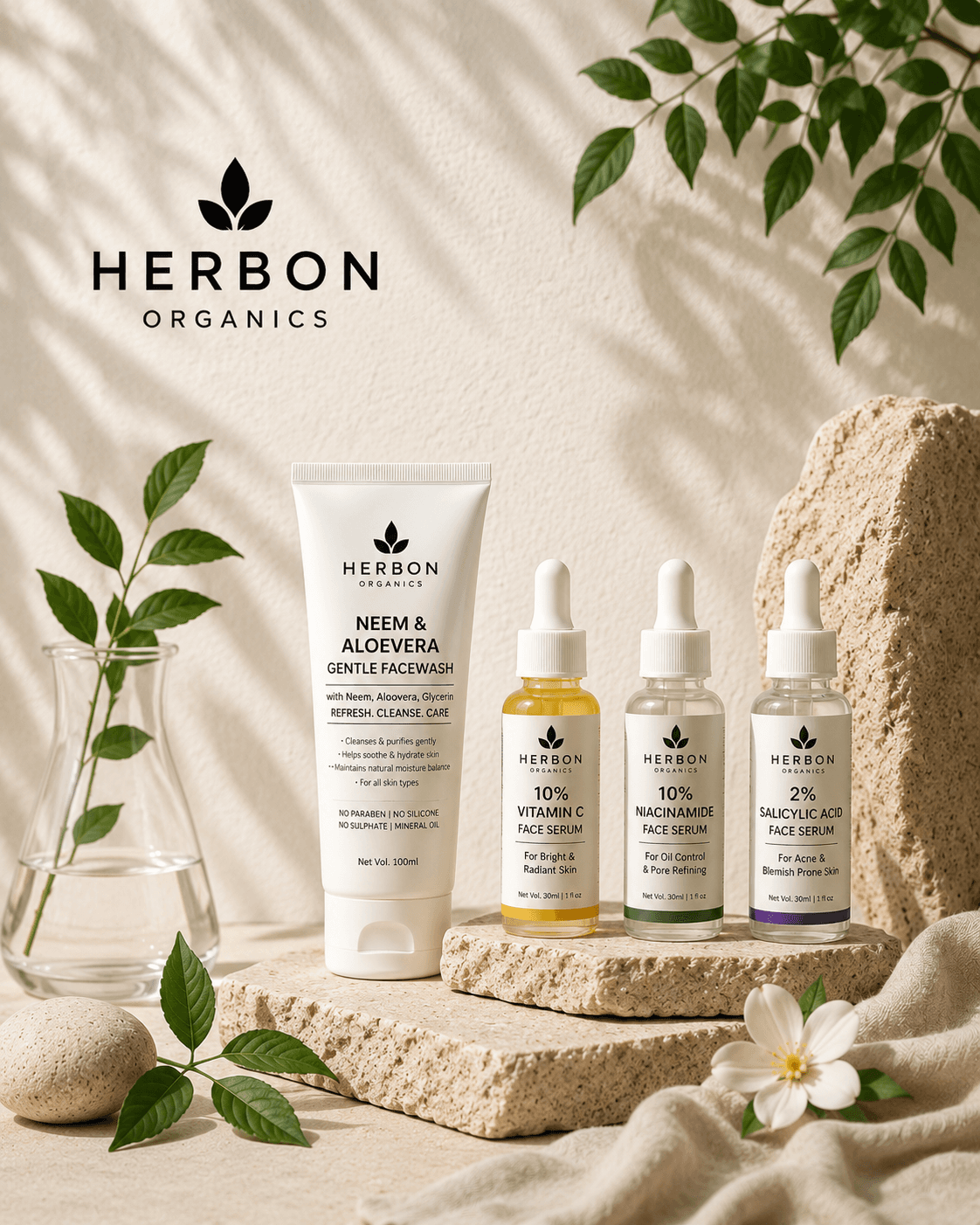 Herbon Organics formulation lab — crafting premium botanical skincare and face wash